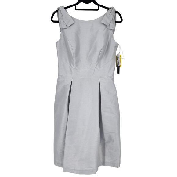Alfred Sung Dupioni Cocktail Bridesmaid Dress in Dove Light Gray D626 Size 6 - Picture 1 of 4